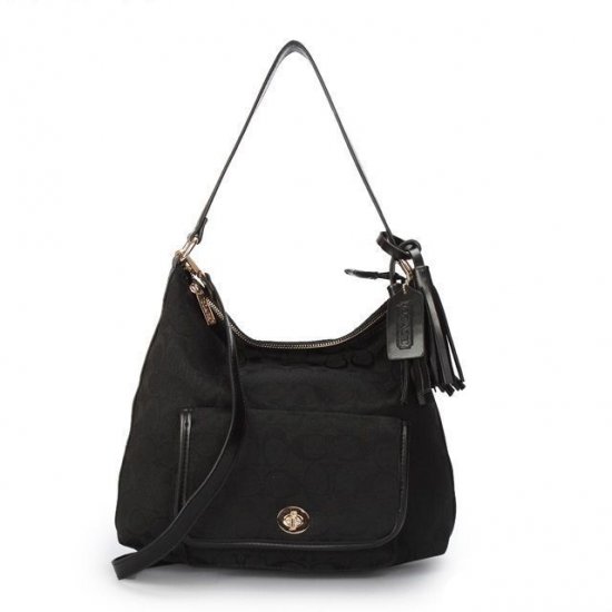 Coach Kristin In Signature Medium Black Shoulder Bags APL - Click Image to Close